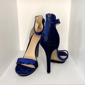Navy blue velvet heels